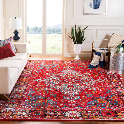 SAFAVIEH Vintage Hamadan Collection Area Rug - 9' x 12', Red & Multi, Oriental Traditional Persian Design, Non-Shedding & Easy Care, Ideal for High Traffic Areas in Living Room, Bedroom (VTH222A)