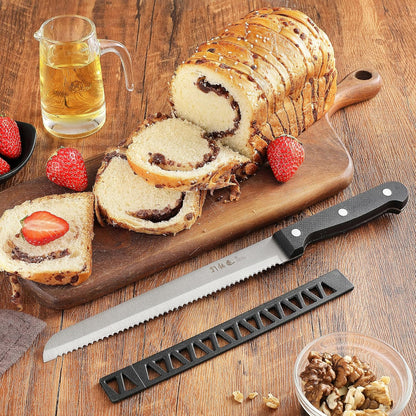 HIA Stainless Steel 8 Inch Serrated Bread Knife, Perfect for Homemade Bread and Cake, Knife Cover Included