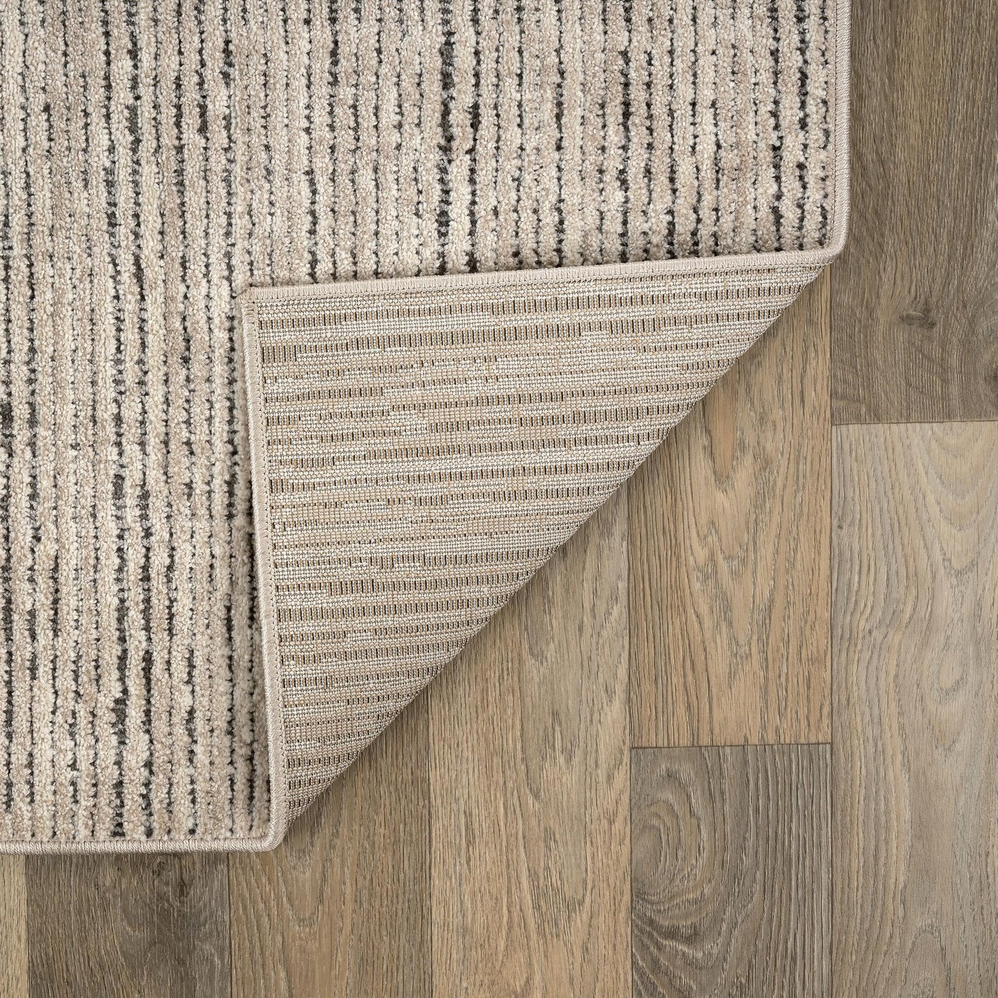 Rugshop Textured High-Low Indoor Area Rug, Neutral Stripe Design, Jute Backing, Living Room Bedroom Kitchen Rug, Easy-Care Spot Clean, 7'10" x 10' Beige/Gray