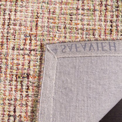 SAFAVIEH Abstract Collection Area Rug - 9' x 12', Beige & Rust, Handmade Wool, Ideal for High Traffic Areas in Living Room, Bedroom (ABT468A)