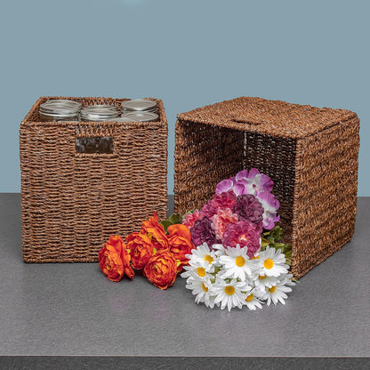 Trademark Innovations Foldable Storage Basket with Iron Wire Frame (Set of 2)