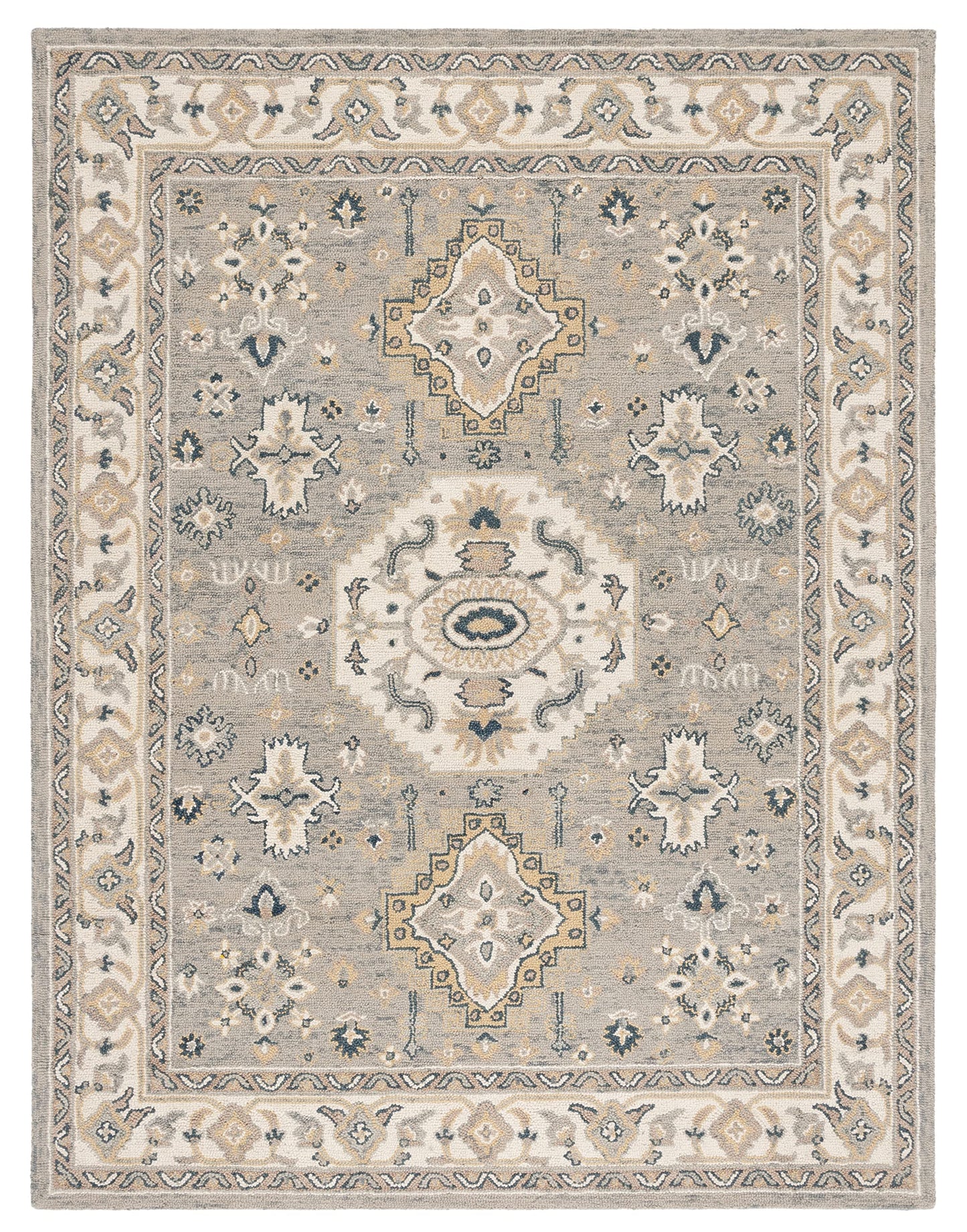 SAFAVIEH Aspen Collection Area Rug - 6' x 9', Moss & Ivory, Handmade Traditional Wool, Ideal for High Traffic Areas in Living Room, Bedroom (APN601W)