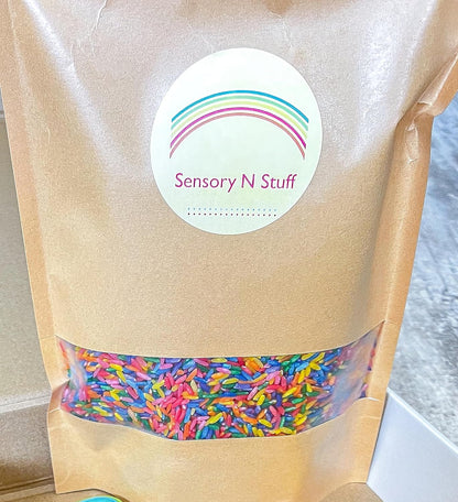 Rainbow Rice | Non-Toxic Sensory Bin Filler - 2 LB (4 Cups) for Educational Play & DIY Montessori Activities
