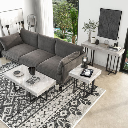 Furniture of America Willy Modern Storage Faux Marble Top 3-Piece Coffee, End and Sofa Table Set for Living Room, Gray