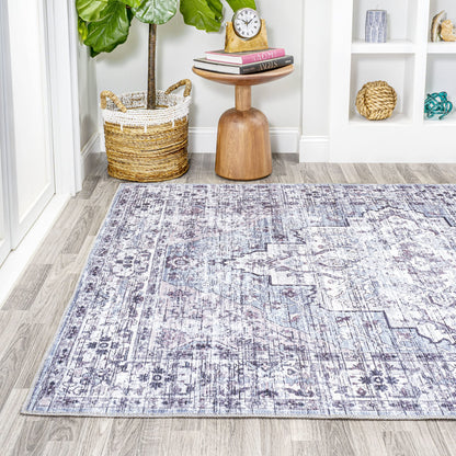 JONATHAN Y Machine Washable Gray/Purple Indoor Area Rug 3X5 ft, Didim Boho Medallion for Living Room, Bedroom, Kitchen, Office, Easy-Cleaning, High Traffic, Pet-Friendly, Non-Shedding (WSH102A-3)