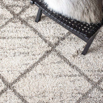 SAFAVIEH Hudson Shag Collection Area Rug - 10' x 14', Grey & Beige, Modern Trellis Design, Non-Shedding & Easy Care, 2-inch Thick Ideal for High Traffic Areas in Living Room, Bedroom (SGH281J)