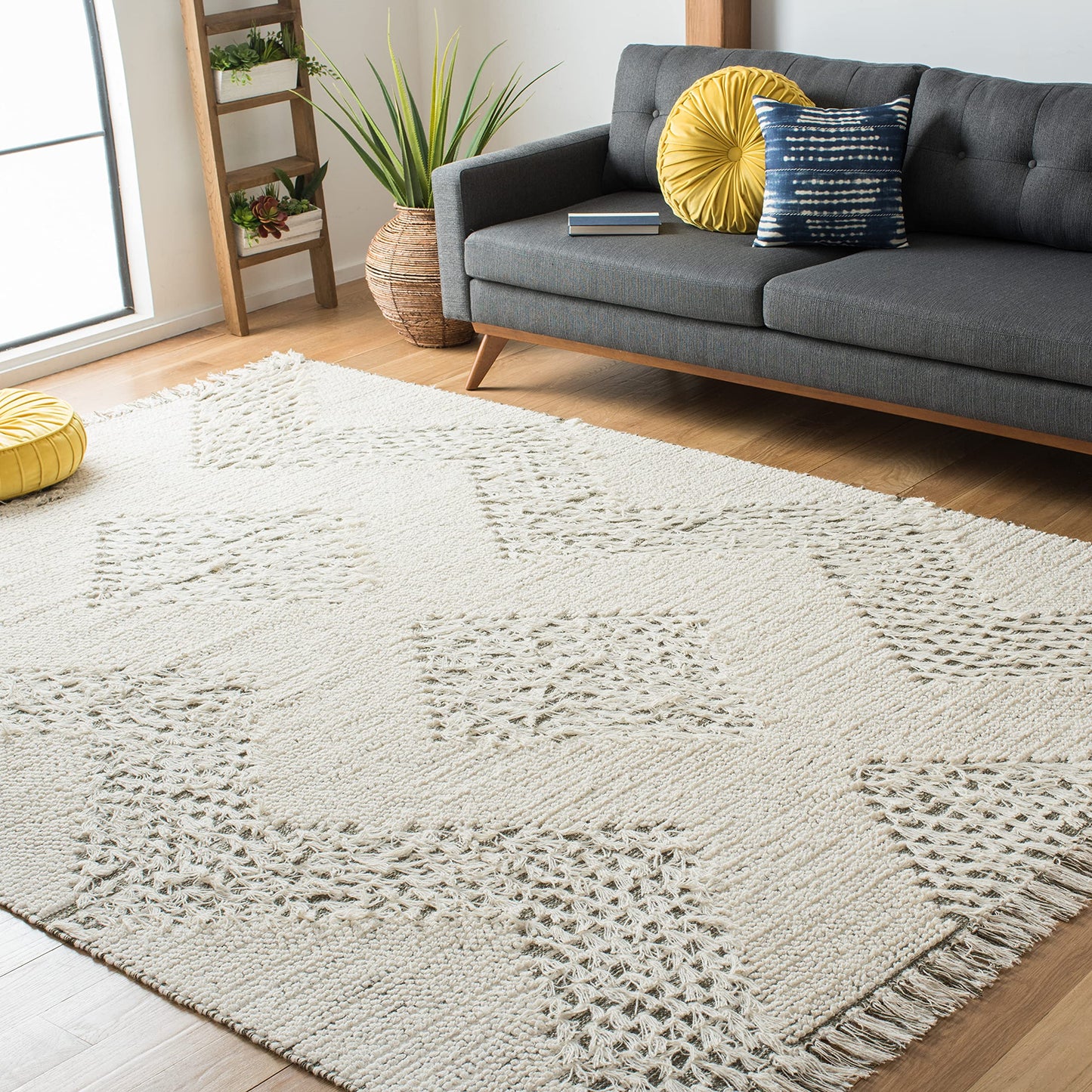 SAFAVIEH Area Rug 8x10 - Vermont Collection - Large - Ivory & Green, Handmade Wool, Ideal for Living Room, Bedroom, Office, Dining Space (VRM501A)