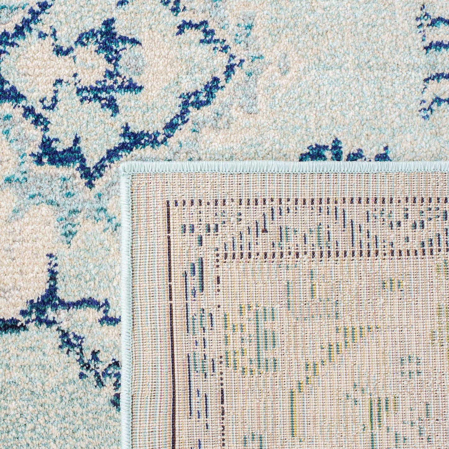 SAFAVIEH Monaco Collection Area Rug - 9' x 12', Light Blue & Ivory, Non-Shedding & Easy to Clean, Distressed Medallion Design, Ideal for Living Room, Bedroom, Dining Space (MNC243K)