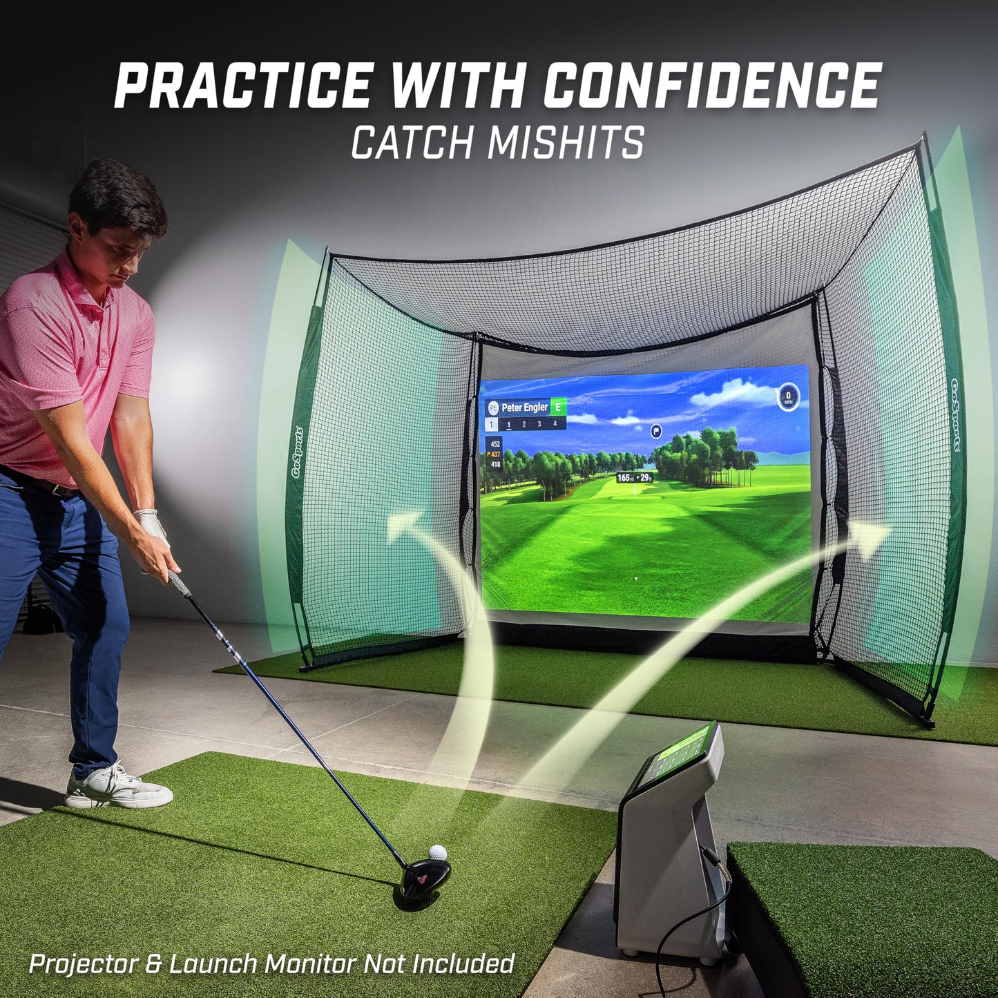 GoSports Range Cage 10 ft x 8 ft Golf Practice Hitting Net with Impact Screen
