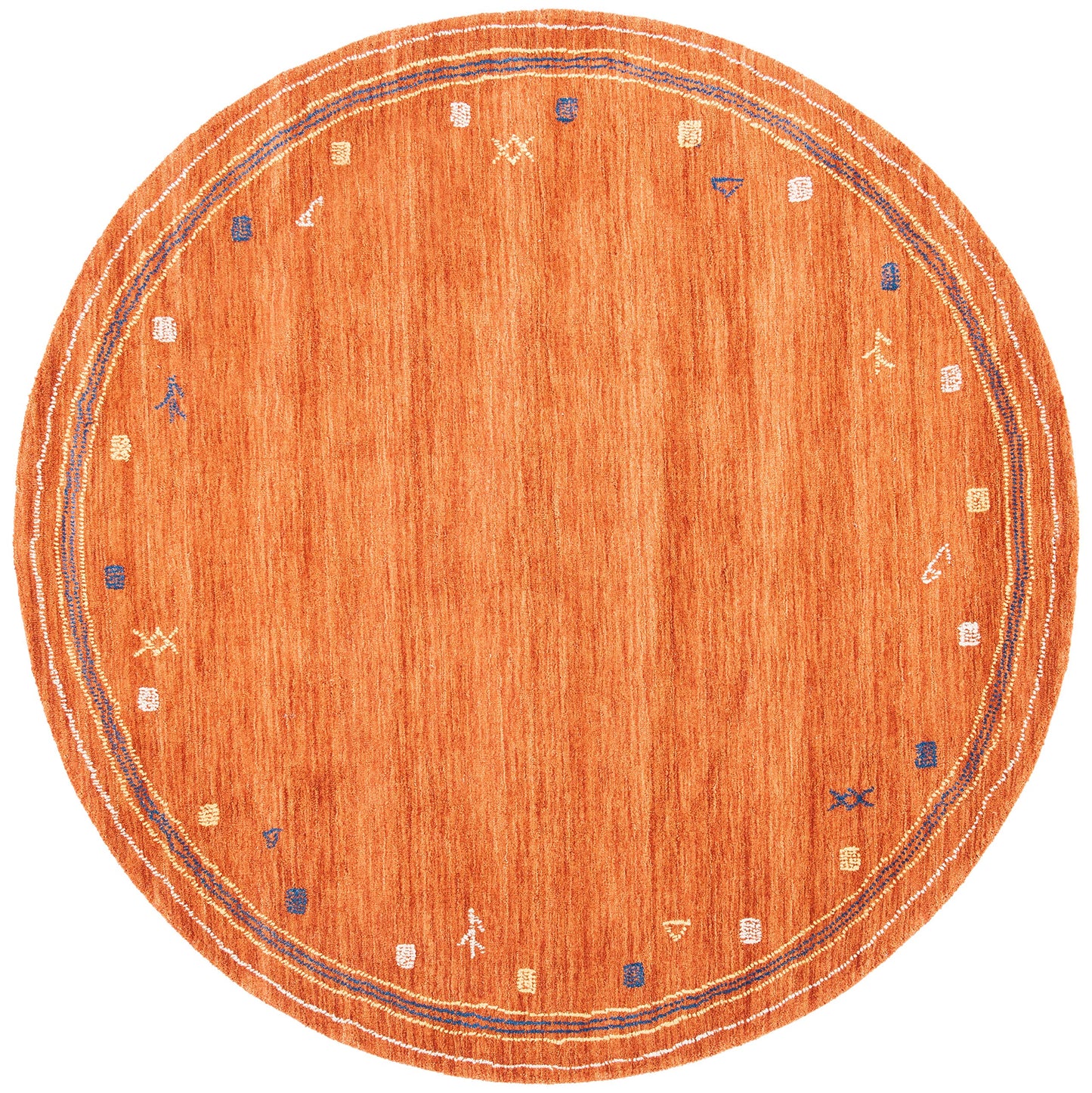 SAFAVIEH Himalaya Collection Area Rug - 8' Round, Rust, Handmade Boho Tribal Wool, Ideal for High Traffic Areas in Living Room, Bedroom (HIM563P)