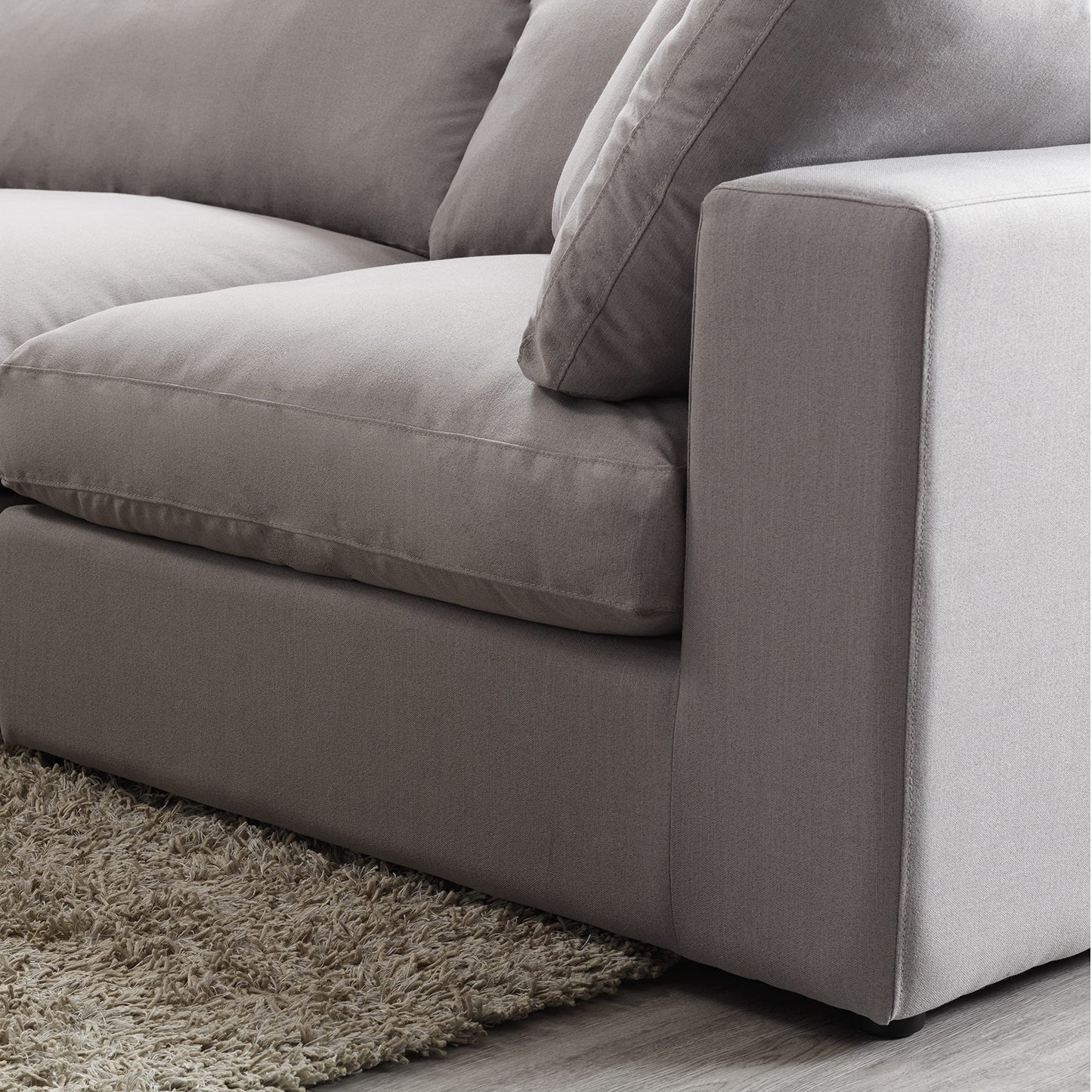 Roundhill Furniture Rivas Contemporary Feather Fill 5-Piece Modular Sectional Sofa with Two Ottomans, Graphite