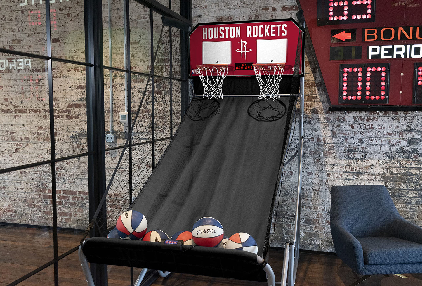 Pop-A-Shot - Home Dual Shot with Houston Rockets NBA Graphics l Sensor Scoring l 16 Game Modes l 7 Balls l Foldable Storage l for All NBA Fans