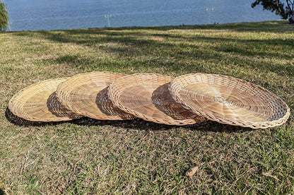 BB HOME, ZHONGER BHO Hand Weave Bamboo Paper Plate Holder, 10in Set of 4 for Picnic & Daily Dining