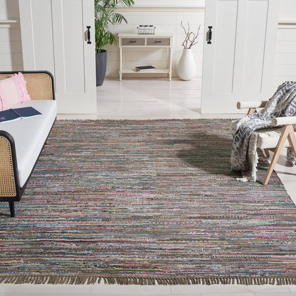 SAFAVIEH Rag Rug Collection X-Large Area Rug - 11' x 15', Rust & Multi, Handmade Boho Stripe Cotton, Ideal for High Traffic Areas in Living Room, Bedroom (RAR121E)