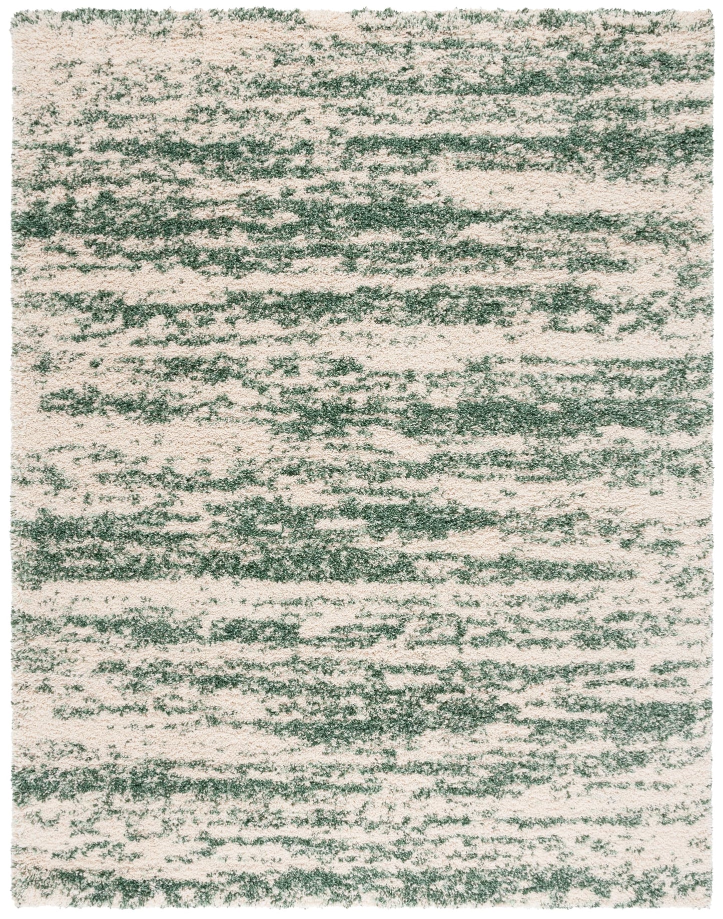 SAFAVIEH Hudson Shag Collection Area Rug - 10' x 14', Ivory/Green, Geometric Design, Plush 1.9 Inch Thick Ideal for High Traffic Areas in Living Room, Bedroom, Dining (SGH206Y)