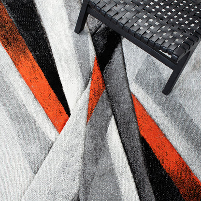 SAFAVIEH Hollywood Collection Area Rug - 9' x 12', Grey & Orange, Mid-Century Modern Design, Non-Shedding & Easy Care, Ideal for High Traffic Areas in Living Room, Bedroom (HLW710P)