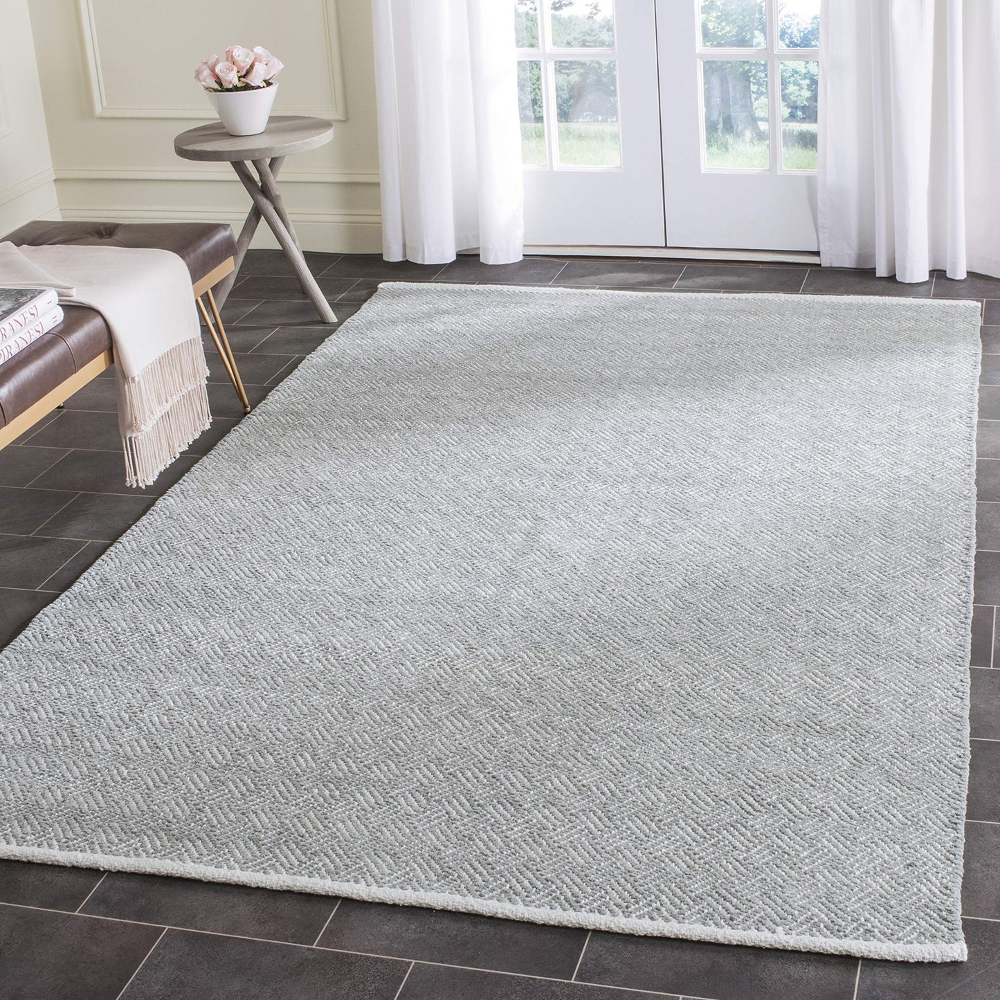SAFAVIEH Boston Collection Area Rug - 9' x 12', Grey, Handmade Flat Weave Cotton, Ideal for High Traffic Areas in Living Room, Bedroom (BOS680E)