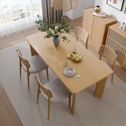 Casaphoria 67" Farmhouse Dining Table for 6，Wood Rectangular Living Room Table, Modern Kitchen Table with Sturdy Base & Thickened Tabletop, Easy to Assembly & Clean, Oak