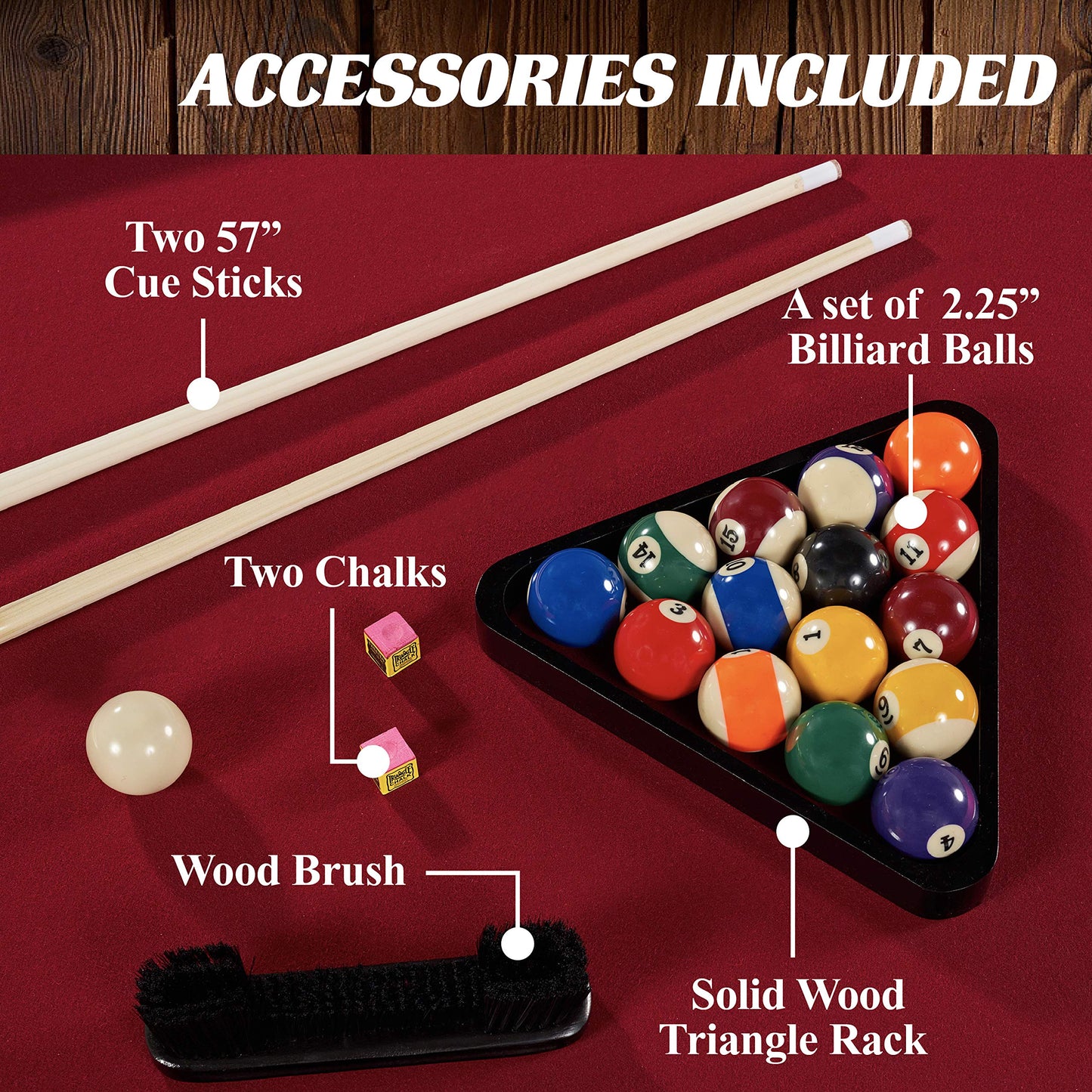 Barrington Billiards 8 ft Arlington Pool Table with Billiard Ball and Cue Stick Set