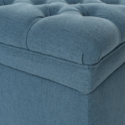 Ball & Cast 50" Upholstered Ottoman with Storage,Button Tufted End of Bed Bench with Safety Hinges and Wood Legs,Entryway Bench Extra Seating for Livingroom, Bedroom, Blue