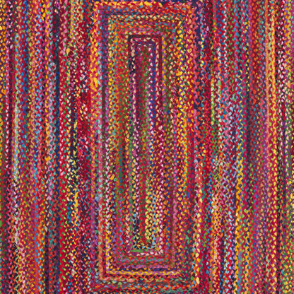 SAFAVIEH Area Rug 8x10 - Cape Cod Collection - Large - Red & Multi, Handmade Jute & Cotton, Woven Braided Design (CAP202A)