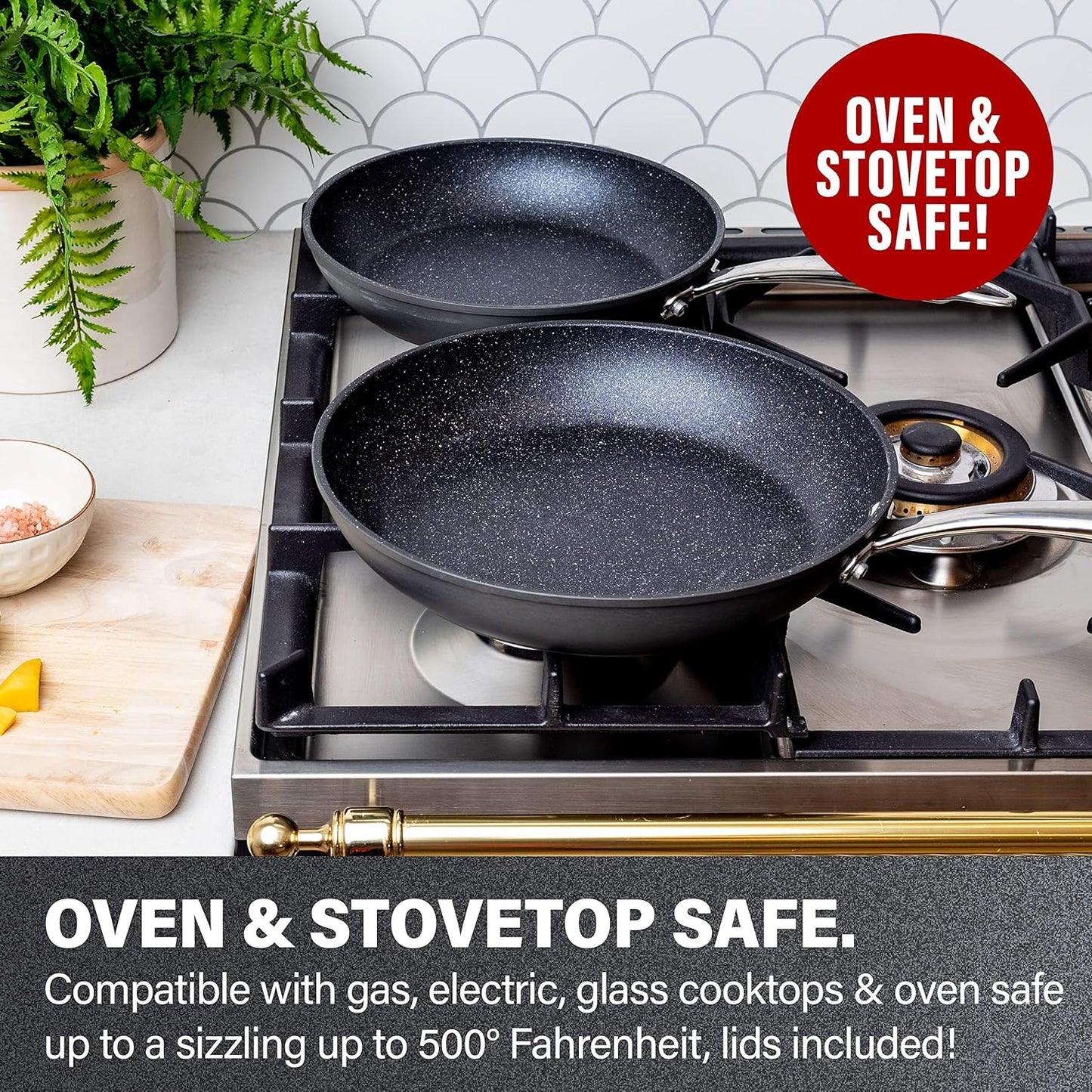 Granitestone 10" Non-Stick Frying Pan with Mineral/Diamond Coating, Stay Cool Handles, Oven/Dishwasher Safe