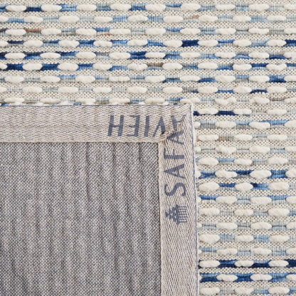 SAFAVIEH Area Rug 8x10 - Marbella Collection - Large - White & Navy, Handmade Wool, Ideal for Living Room, Bedroom, Office, Dining Space (MRB158N)