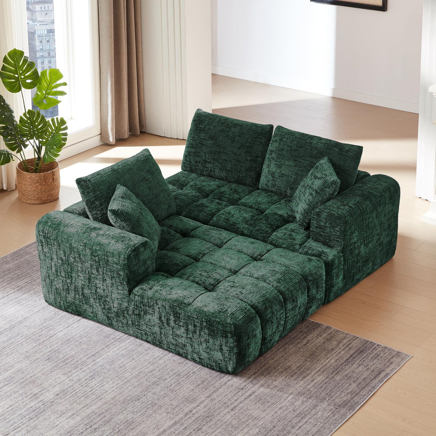 KEIKI 108.3" L-Shape Oversized Sectional Sofa, Premium Chenille Modular Couch for Stylish Apartments, Spacious Lounger for Daily Relaxation, Minimalist Aesthetic, No-Assembly Deep-Comfort Sleeper