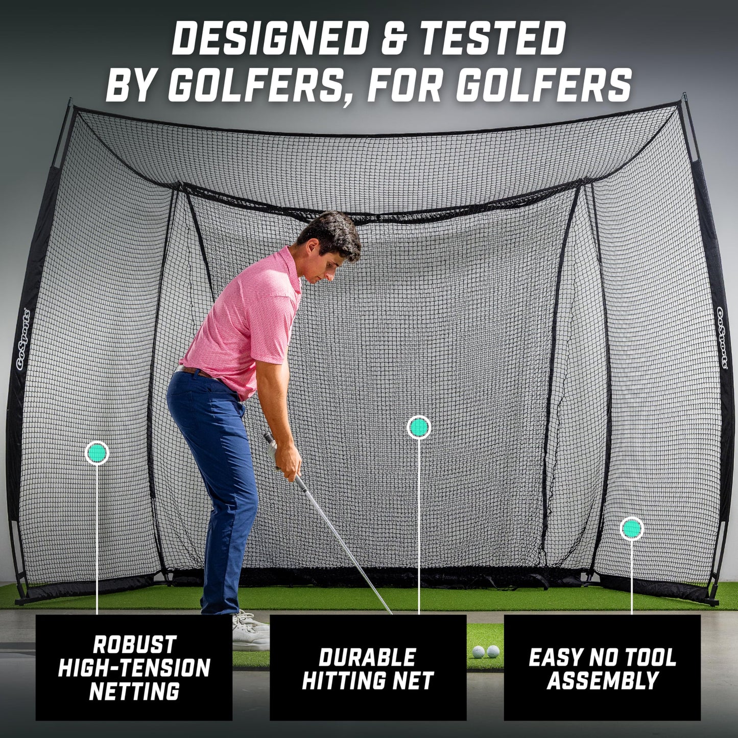 GoSports Range Cage 10 x 8 ft Golf Practice Hitting Net - Classic Net