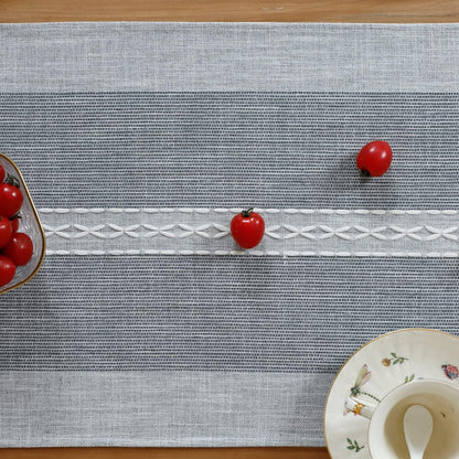 13x90inch Farmhouse Braided Striped Table Runner Rustic Embroidery Coffee Table Runners for Decorations Weddings