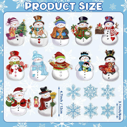 Christmas Reflective Car Magnets, 18Pcs Magnetic Snowman Snowflake Decoration for Holiday Decor