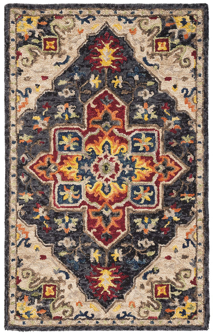 SAFAVIEH Area Rug 8x10 - Aspen Collection - Large - Charcoal & Cream, Handmade Wool, Boho Design, Ideal for Living Room, Bedroom, Office, Dining Space (APN511H)