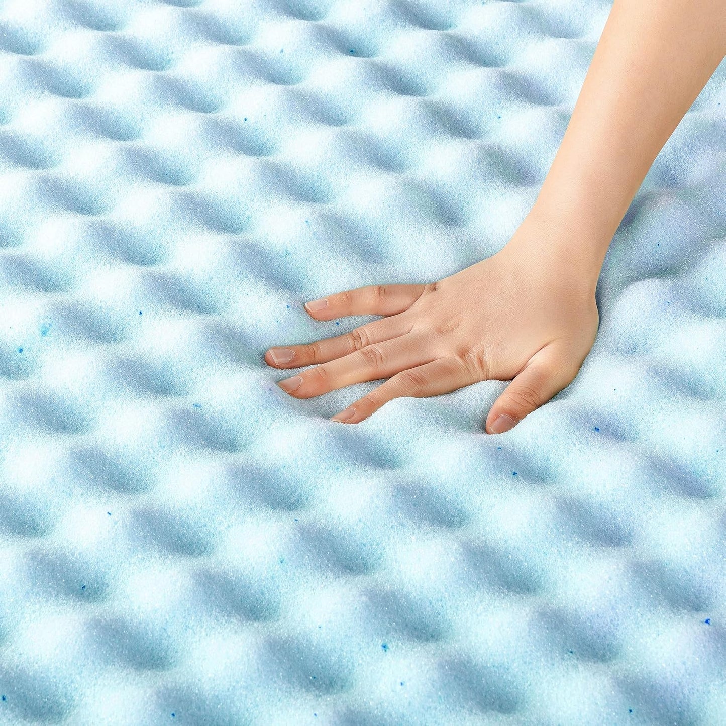 Best Price Mattress 2 Inch Egg Crate Memory Foam, Cooling Gel Infusion Full Mattress Topper, Blue