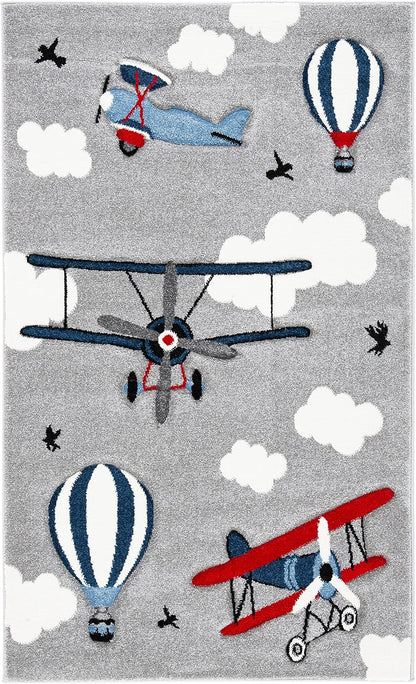2'3" 4', (CRK137F) SAFAVIEH Carousel Kids Collection Accent Rug - x Light Grey & Red, Non-Shedding & Easy Care, Ideal