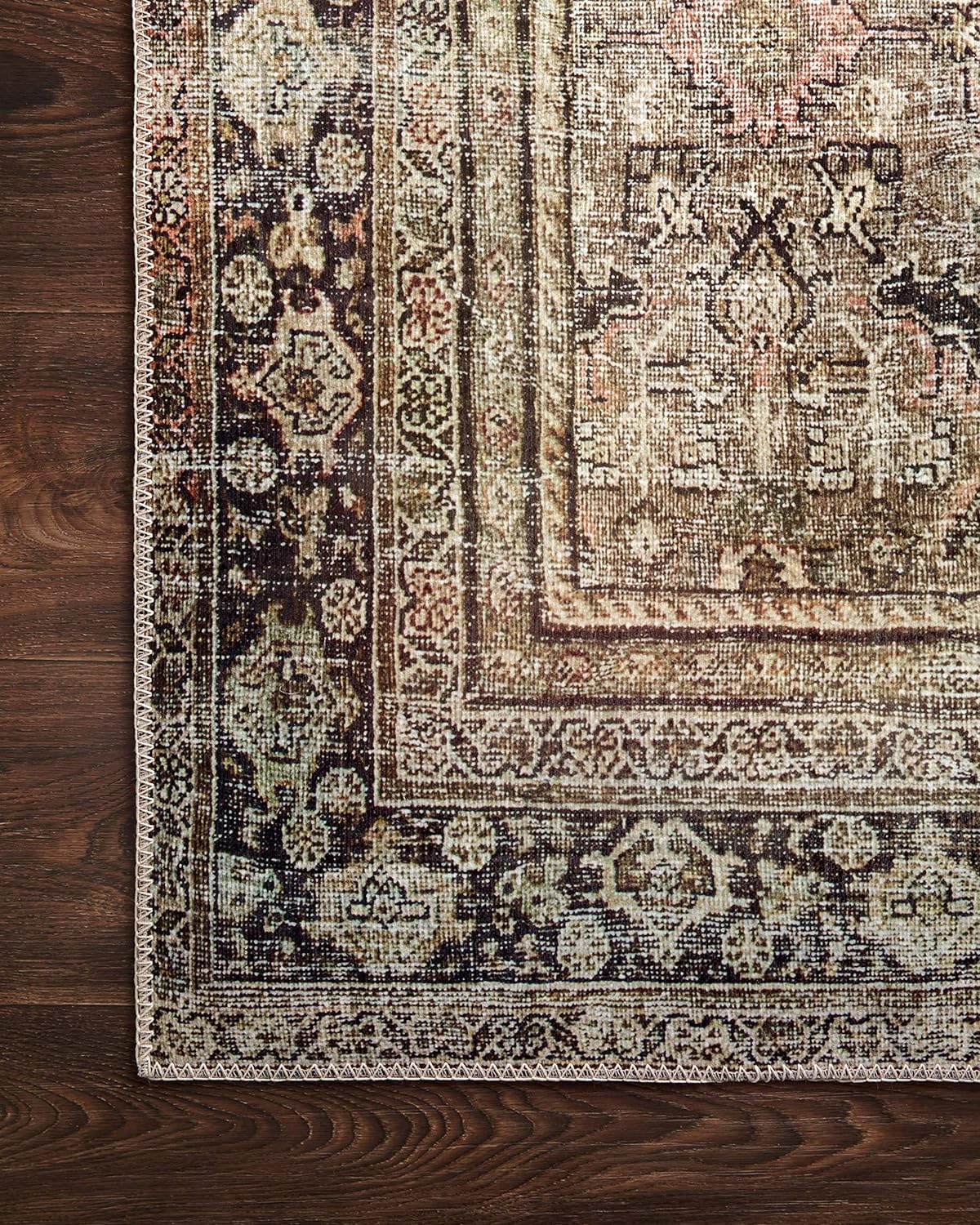 Loloi Layla Collection Accent Rug - Olive/Charcoal 2'-3" x 3'-9", Soft, Durable, Vintage Inspired
