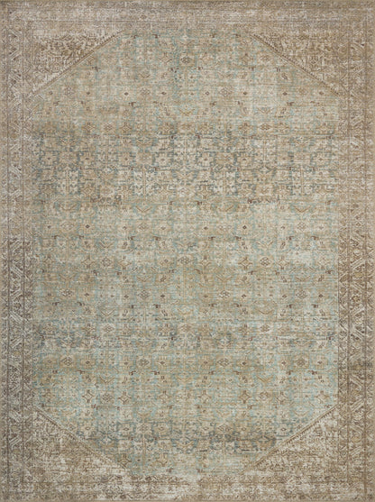 Loloi Amber Lewis Cambria Collection CBR-05 Aqua/Natural 10'-0" x 14'-0" Area Rug Jute, Neutral, Vintage Style, Antique Tone, Living, Bedroom, Dining, Carpet