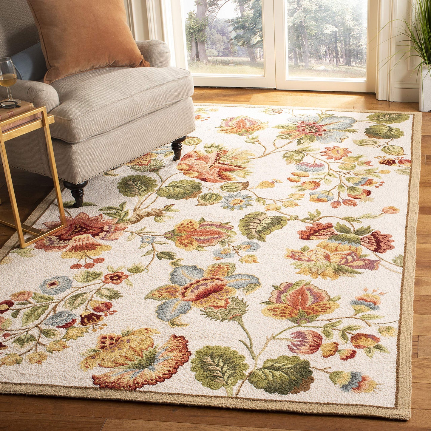 SAFAVIEH Chelsea Collection Area Rug - 6' x 9', Ivory, Hand-Hooked French Country Wool, Ideal for High Traffic Areas in Living Room, Bedroom (HK331A)