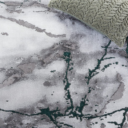 SAFAVIEH Craft Collection Area Rug - 10' Square, Grey & Green, Modern Abstract Design, Non-Shedding & Easy Care, Ideal for High Traffic Areas in Living Room, Bedroom (CFT877Y)