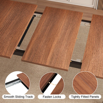 Einhomn Extendable Dining Table for 4-6, 63" Modern Kitchen Table, Farmhouse Dining Room Tables for Dining, Kitchen, Office, Living Room, Rectangular Wooden Tables, Space Saving (Walnut)