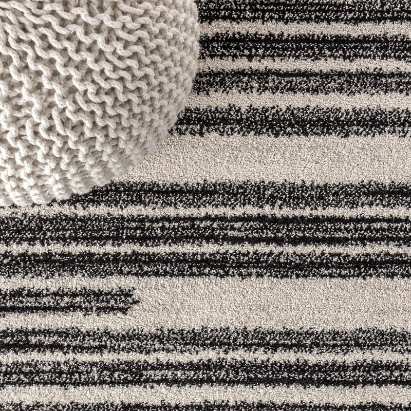 JONATHAN Y Khalil Modern Berber Stripe Cream/Black Runner Rug, 2x8, Contemporary, Bohemian, Easy-Cleaning for Living Room, Bedroom, Kitchen, Pet Friendly, Non-Shedding (MOH207A-28)