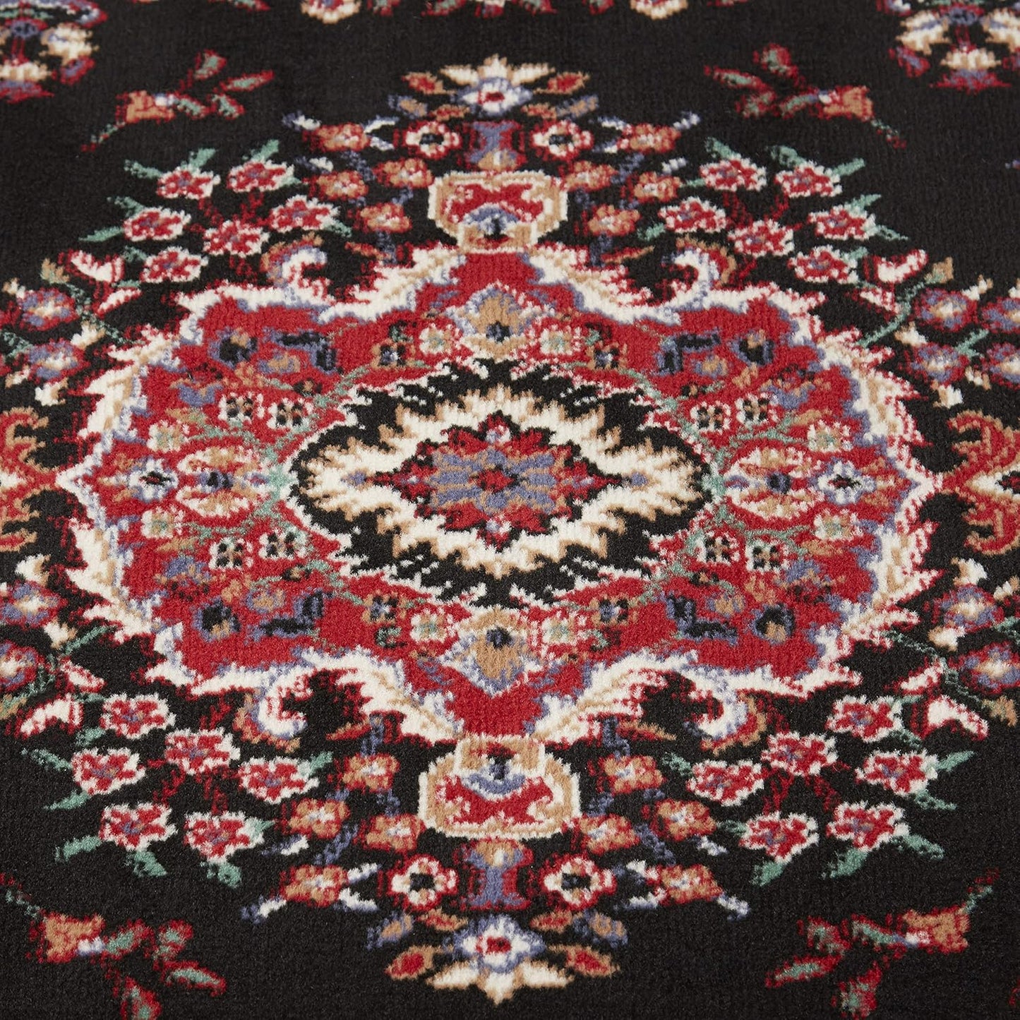Home Dynamix Premium Sakarya Traditional Medallion Area Rug, Black, 21"x35"