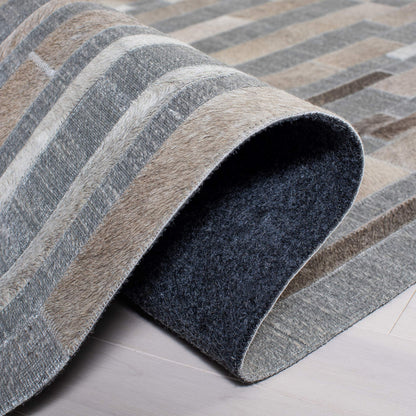 SAFAVIEH Studio Leather Collection 8' x 10' Ivory/Grey STL222A Handmade Mid-Century Modern Leather & Viscose Area Rug