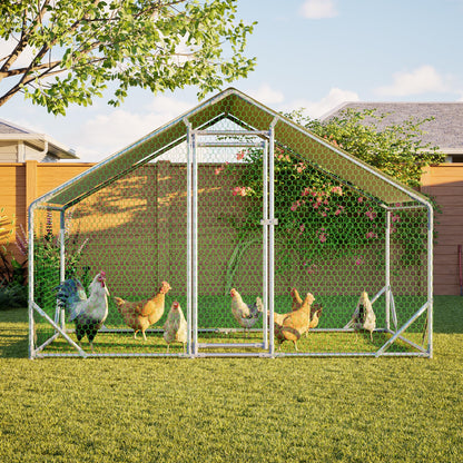 YOPTO Large Metal Chicken Coop,10x6.6x6.56ft Walk-in Chicken Run W/Waterproof & Anti-Ultraviolet Cover,Chicken Pen W/Lockable Door,Outdoor Poultry Cage for Hens,Ducks,Rabbits