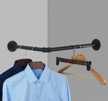 18.1" AddGrace Industrial Pipe Garment Rack Iron Wall Mounted Right Angle Corner Clothing Rack with Screws DIY Home