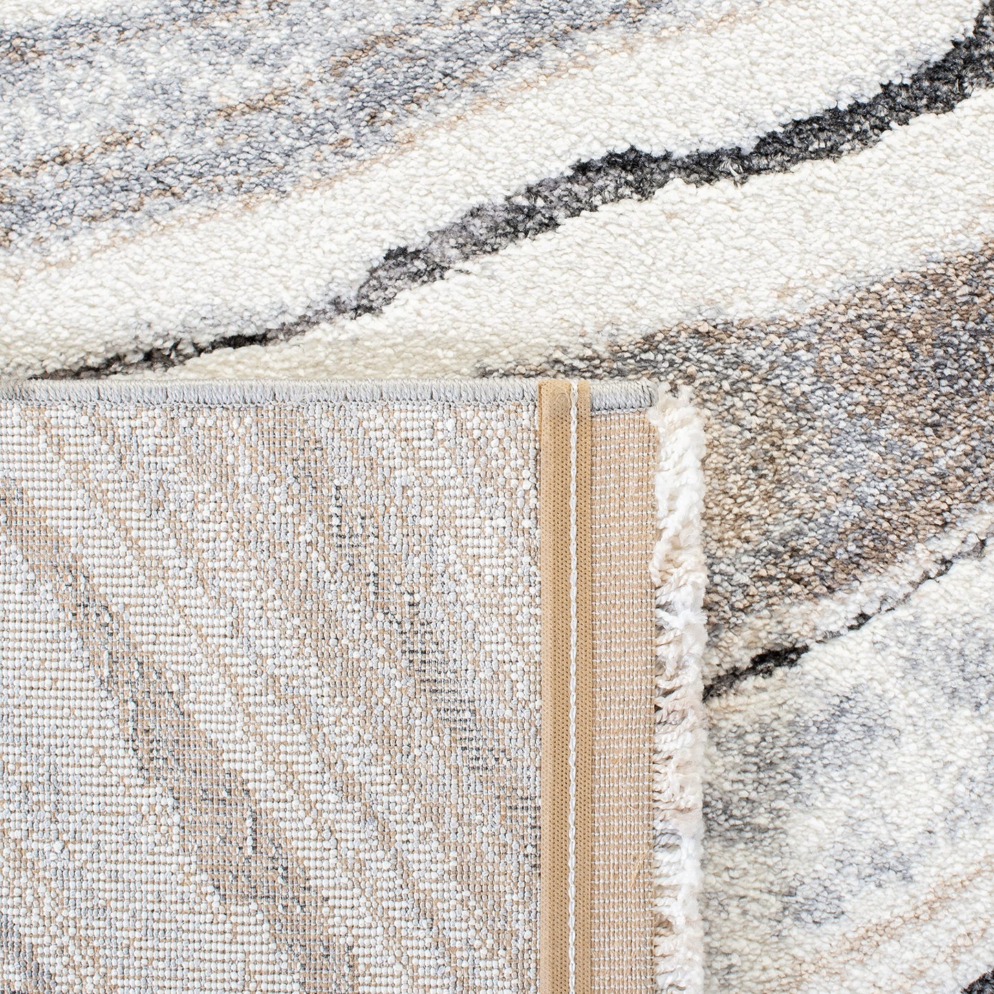 SAFAVIEH Cyrus Shag Collection Area Rug - 9' x 12', Ivory & Grey, Modern Abstract Design, Non-Shedding & Easy Care, 0.8-inch Thick Ideal for High Traffic Areas in Living Room, Bedroom (CYR124A)