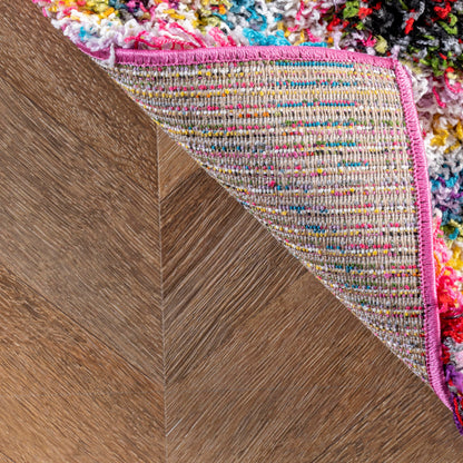 Nuloom Kindra Multicolor/Red, 7'10" Square, Bohemian Circles, Soft and Cozy, High Traffic, Stain Resistant, Easy Clean, Durable Area Rug for Bedroom, Living Room, Dining Space, Den, Foyer, Entryway