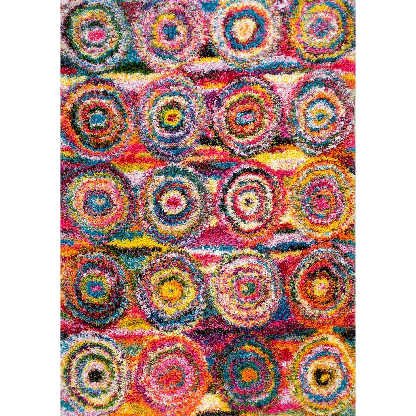 Nuloom Kindra Multicolor/Red, 7'10" Square, Bohemian Circles, Soft and Cozy, High Traffic, Stain Resistant, Easy Clean, Durable Area Rug for Bedroom, Living Room, Dining Space, Den, Foyer, Entryway