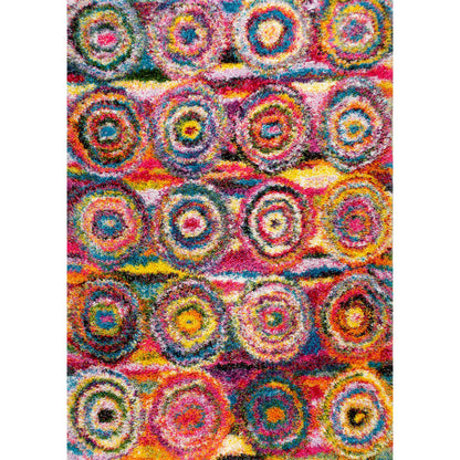 Nuloom Kindra Multicolor/Red, 7'10" Square, Bohemian Circles, Soft and Cozy, High Traffic, Stain Resistant, Easy Clean, Durable Area Rug for Bedroom, Living Room, Dining Space, Den, Foyer, Entryway