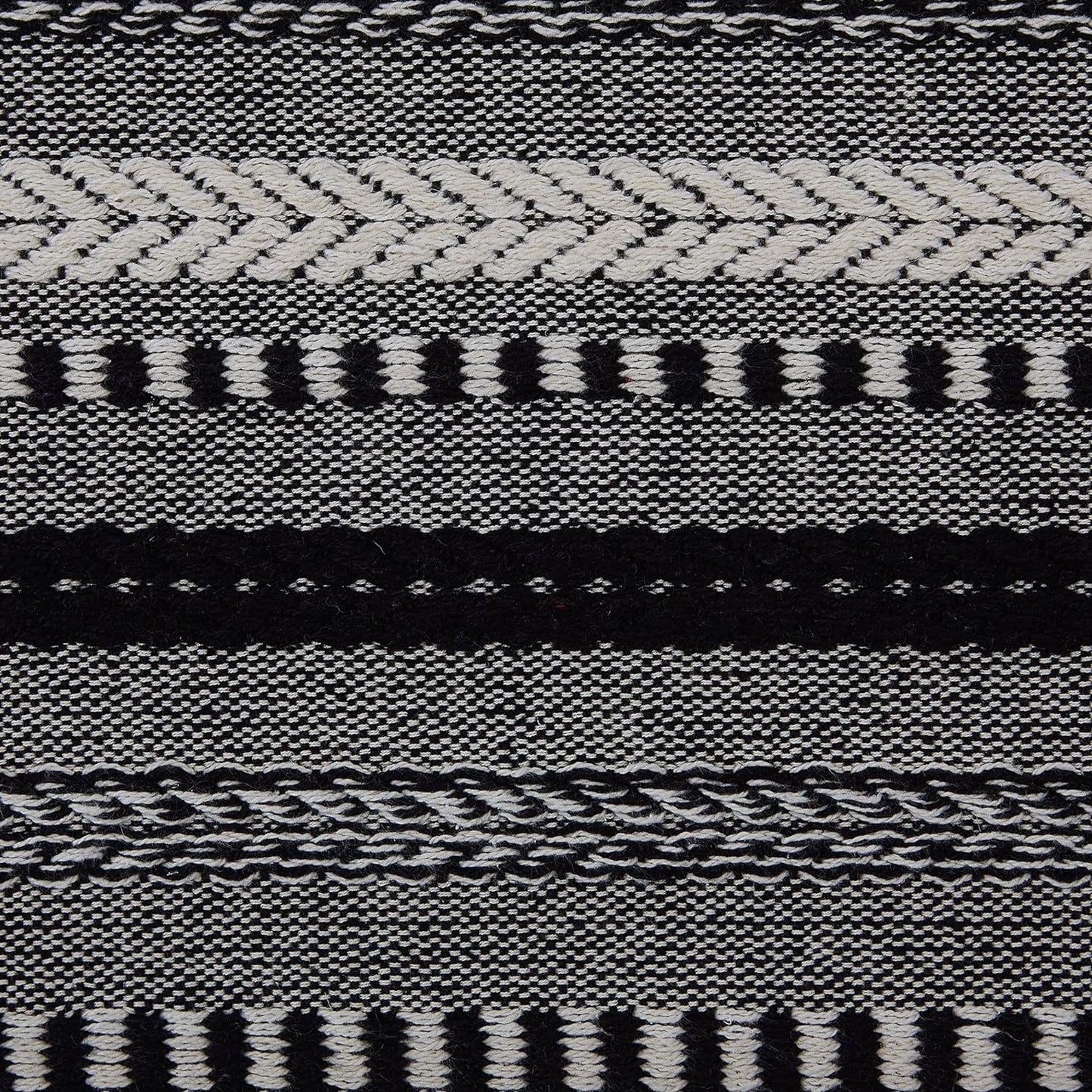 15x72 (15x77, DII Farmhouse Braided Stripe Table Runner Collection, Fringe Included), Black