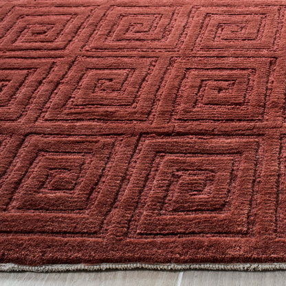 SAFAVIEH Tibetan Collection 6' x 9' Rust TB108D Hand-Knotted Modern Premium Wool Area Rug